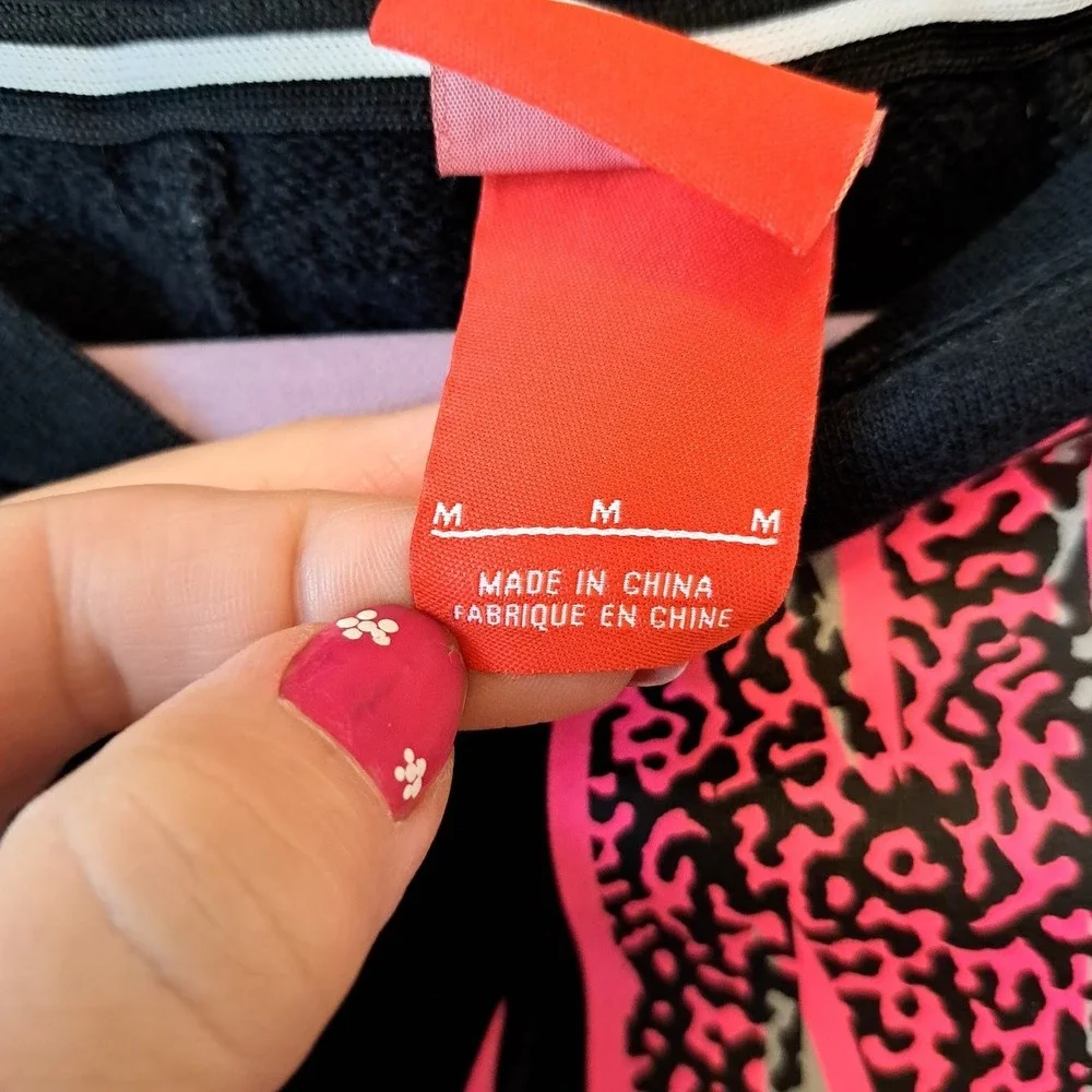 Nike Girls Sweatshirt and Gap Joggers Set Black Pink Leopard Logo Kids Medium